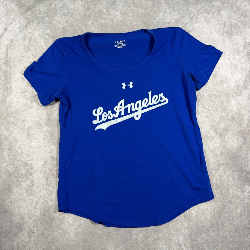 Under Armour Los Angeles Dodgers MLB T-Shirt Blue HeatGear Womens Medium M